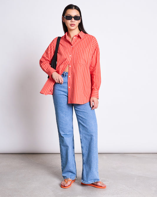 JAN'N JUNE - MAMRO Oversized Bluse Red White Striped