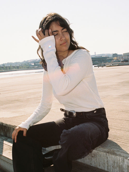 Nudie Jeans - Mira Henley Waffle Shirt Egg White