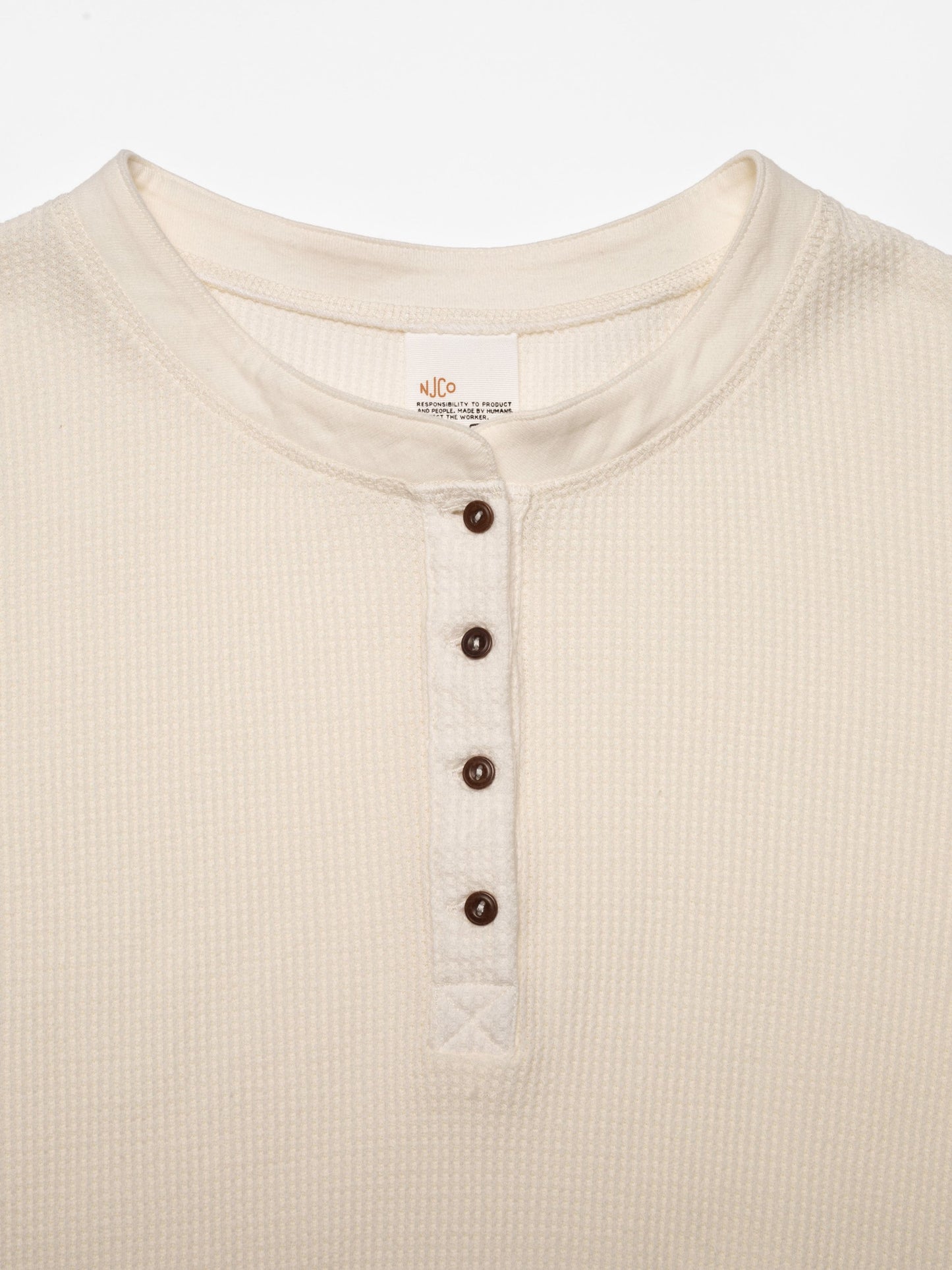 Nudie Jeans - Mira Henley Waffle Shirt Egg White