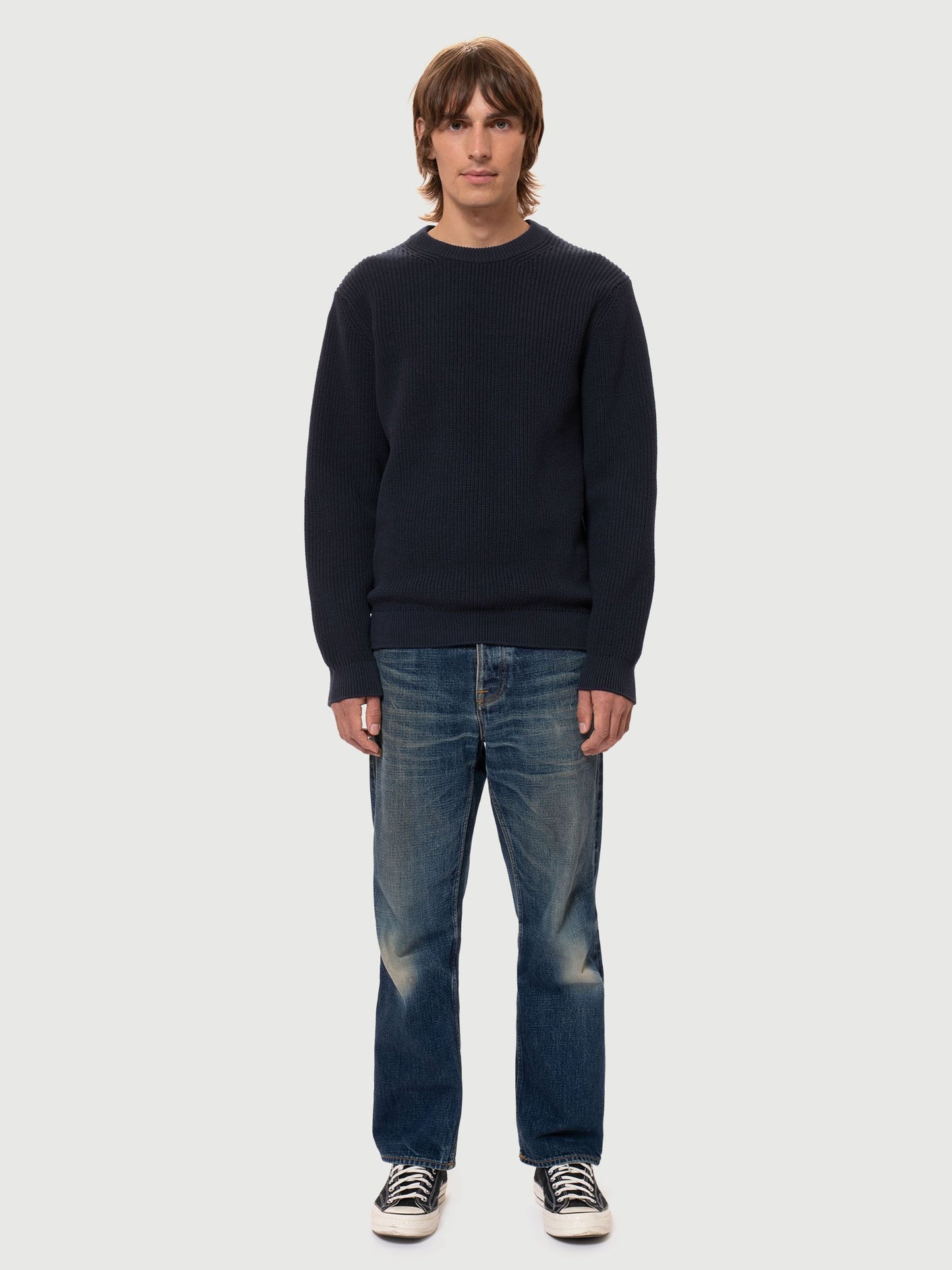 Nudie Jeans - August Rip Cotton Sweater Navy