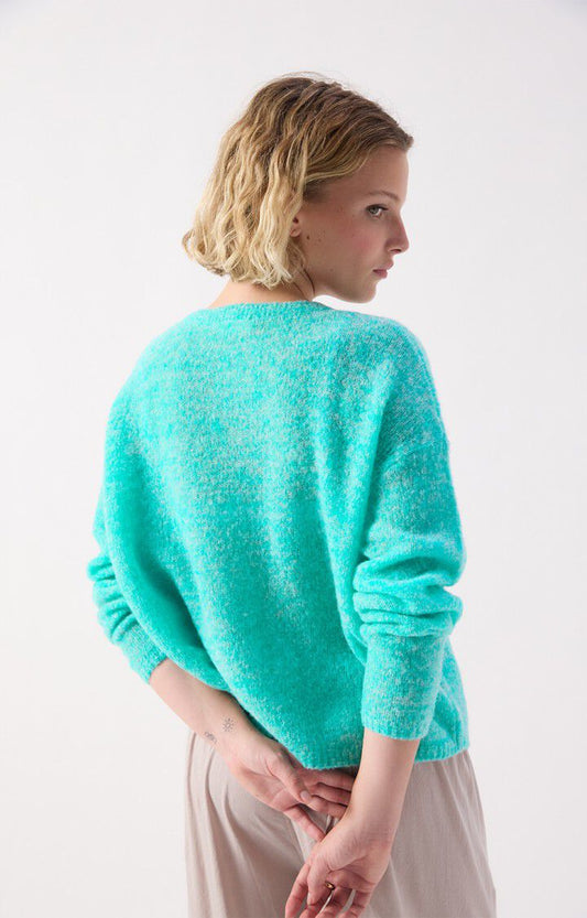 American Vintage - Nuggy Cardigan | Turquoise Fluo Chine