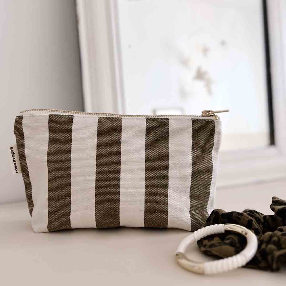 Rose in April - Sofia Pouch Olive Stripes