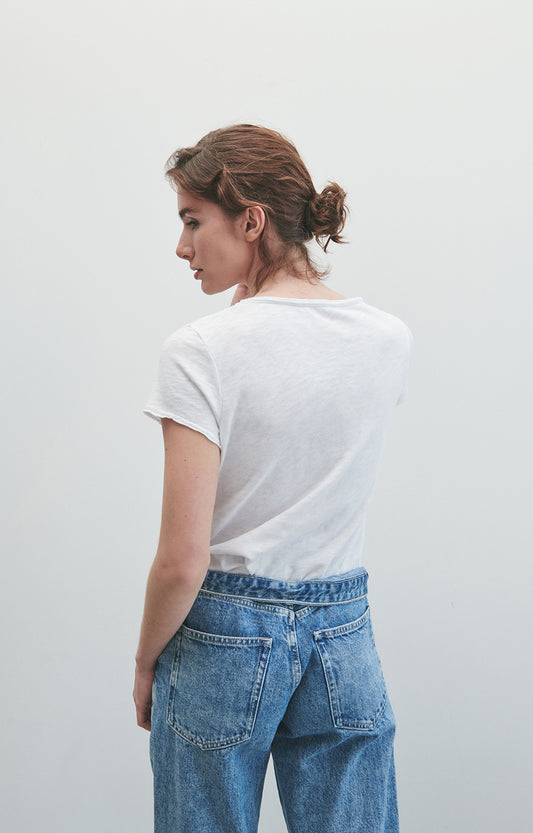 American Vintage - Sonoma T-Shirt V-Neck Blanc