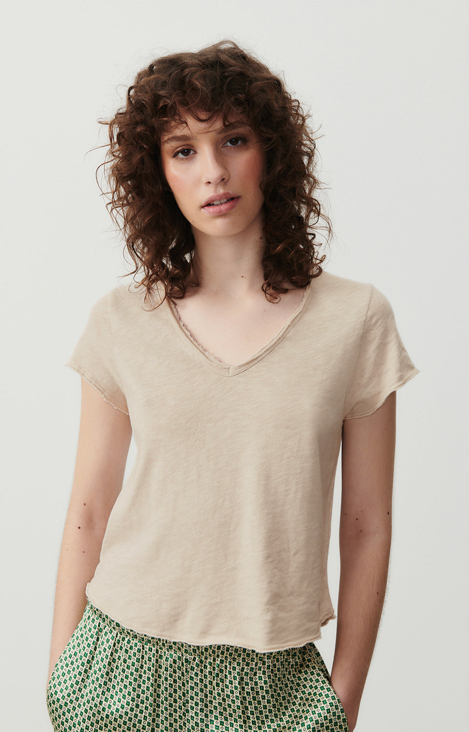 American Vintage - Sonoma T-Shirt V-Neck Mastic