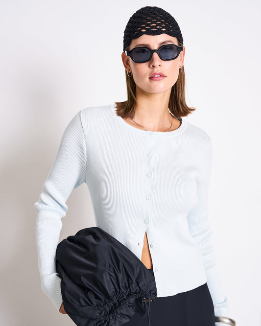 JAN'N JUNE- GLIMT Crewneck Cardigan | Ice Blue