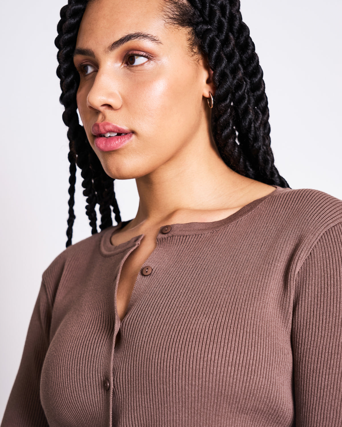 JAN'N JUNE- GLIMT Crewneck Cardigan | Clay