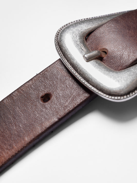 Nudie Jeans - Western Silver Belt Dark Brown