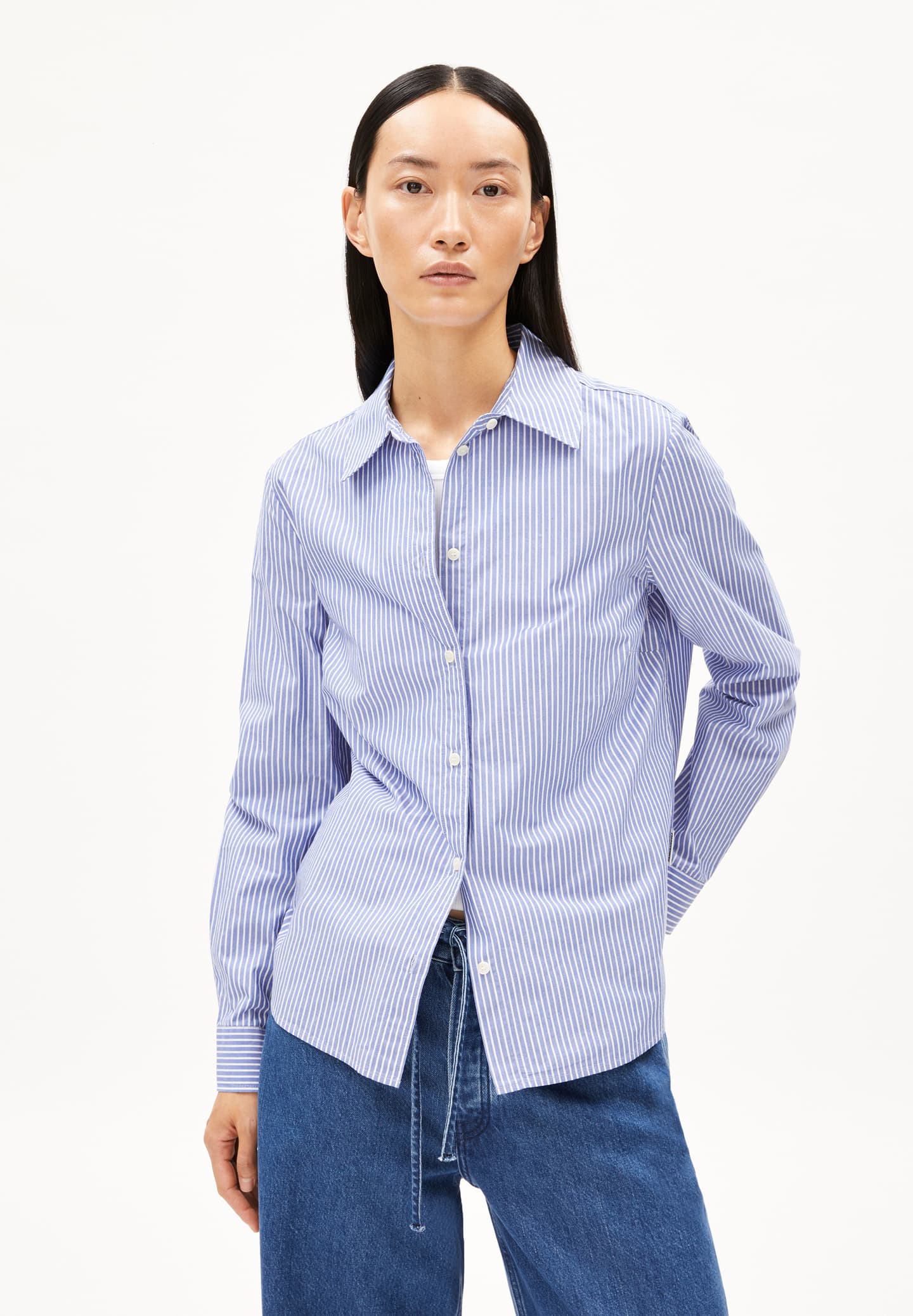 Armedangels - Louilaa Striped White/Lapis Blue