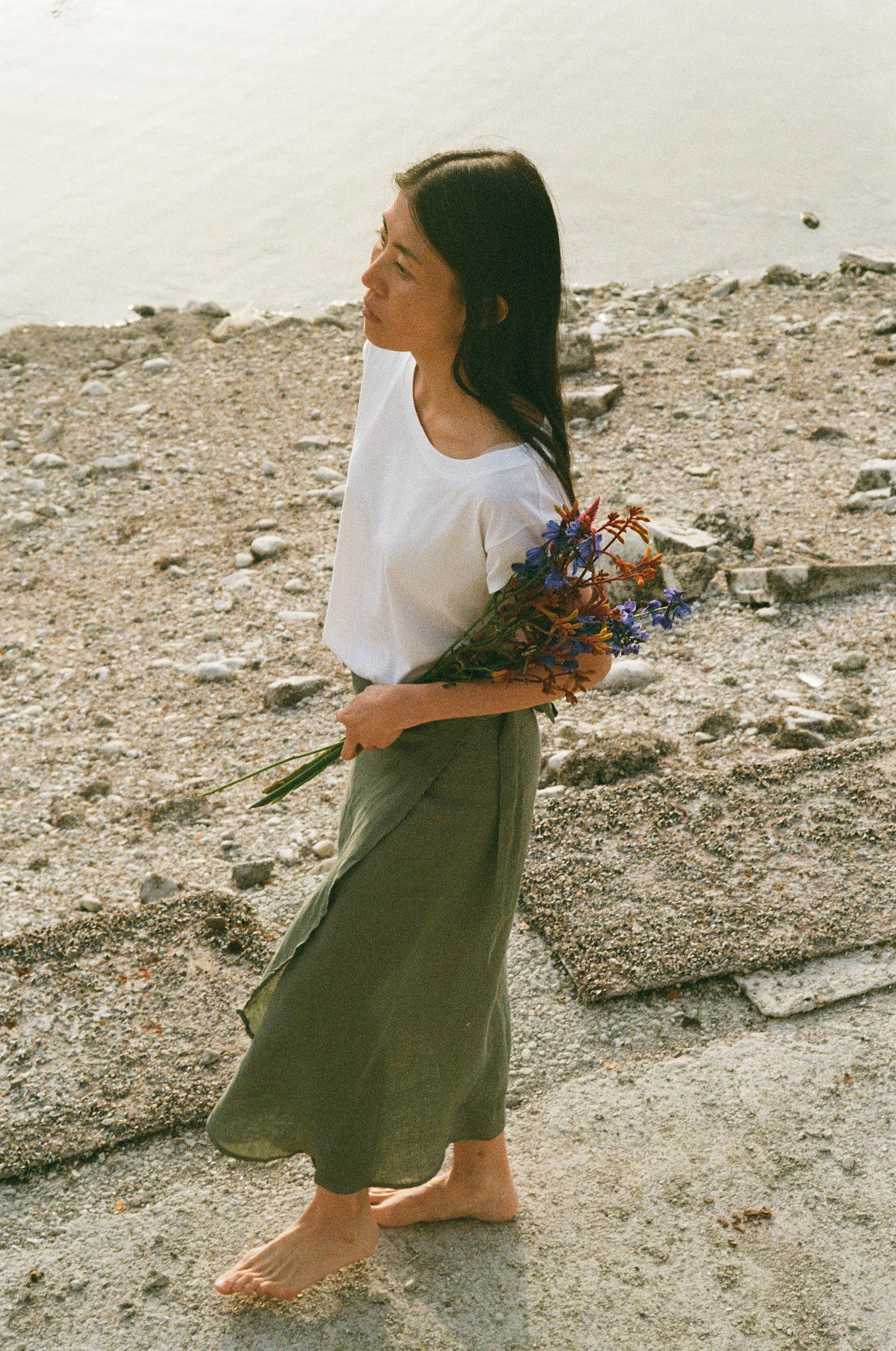 Jungle Folk - Rio Linen Wrap Skirt | Almond Green