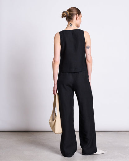 JAN'N JUNE - SJOV Linen Drawstring Pants | Black