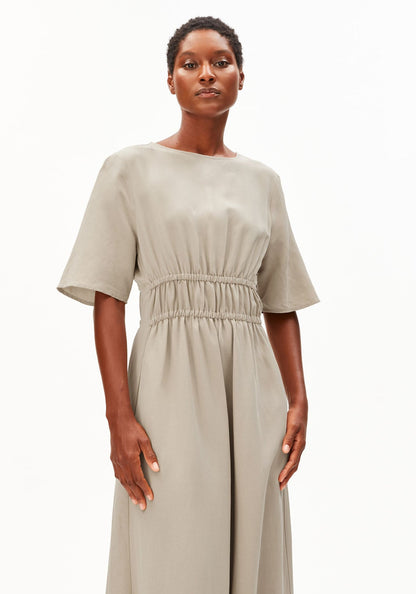 Armedangels - Gerafftes Kleid im Leinen-Mix | Sandstone