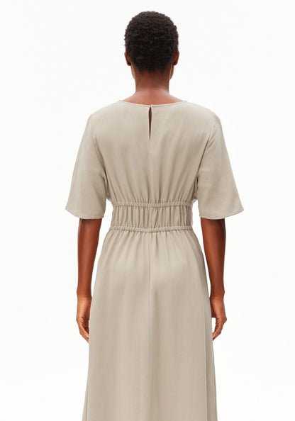 Armedangels - Gerafftes Kleid im Leinen-Mix | Sandstone