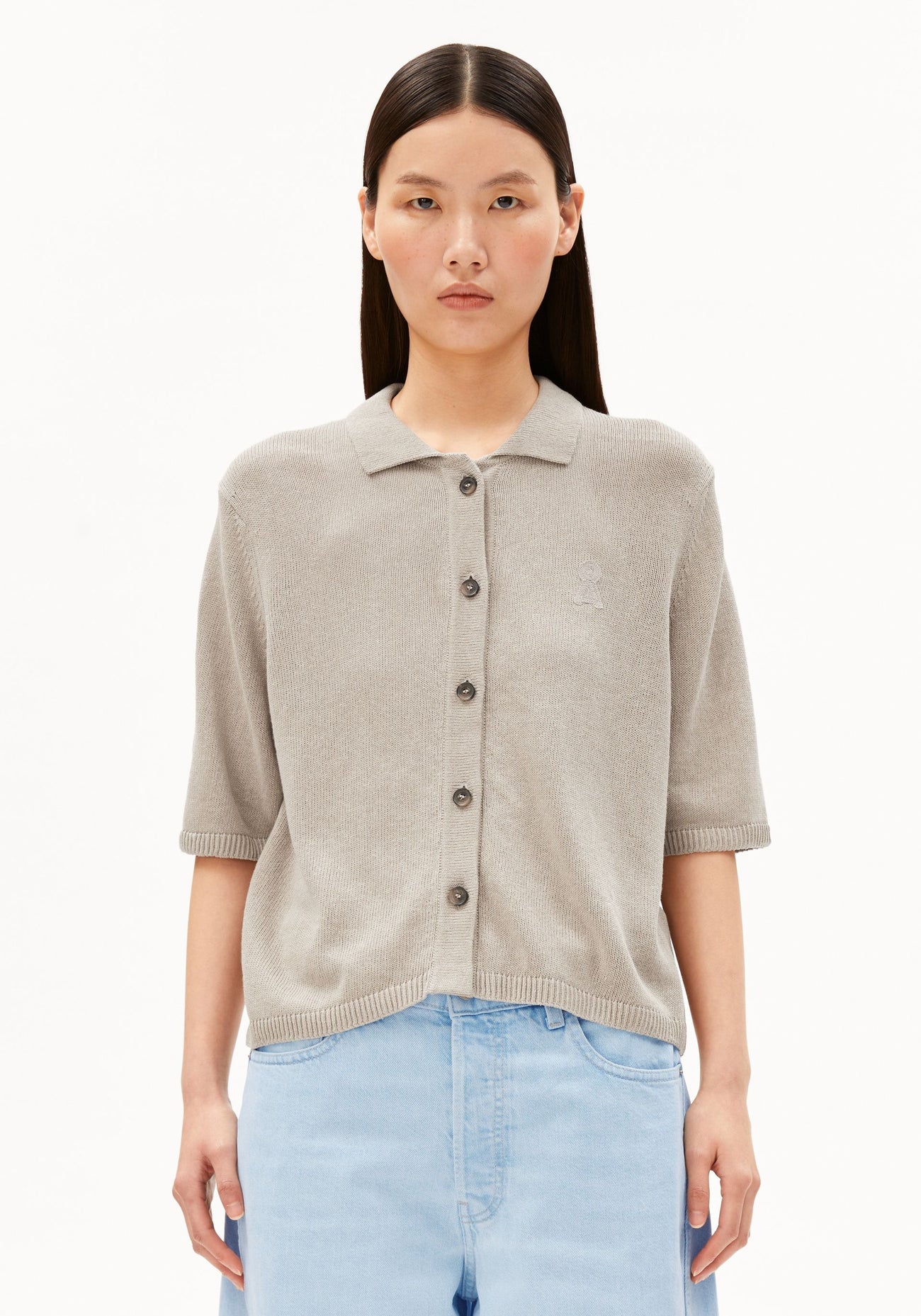 Armedangels - Kurzärmlige Leinen-Mix Strickjacke | Sandstone