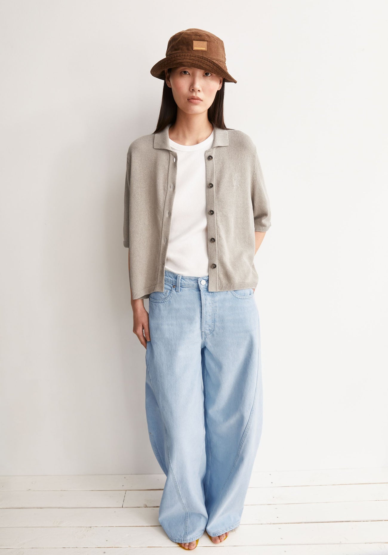 Armedangels - Kurzärmlige Leinen-Mix Strickjacke | Sandstone