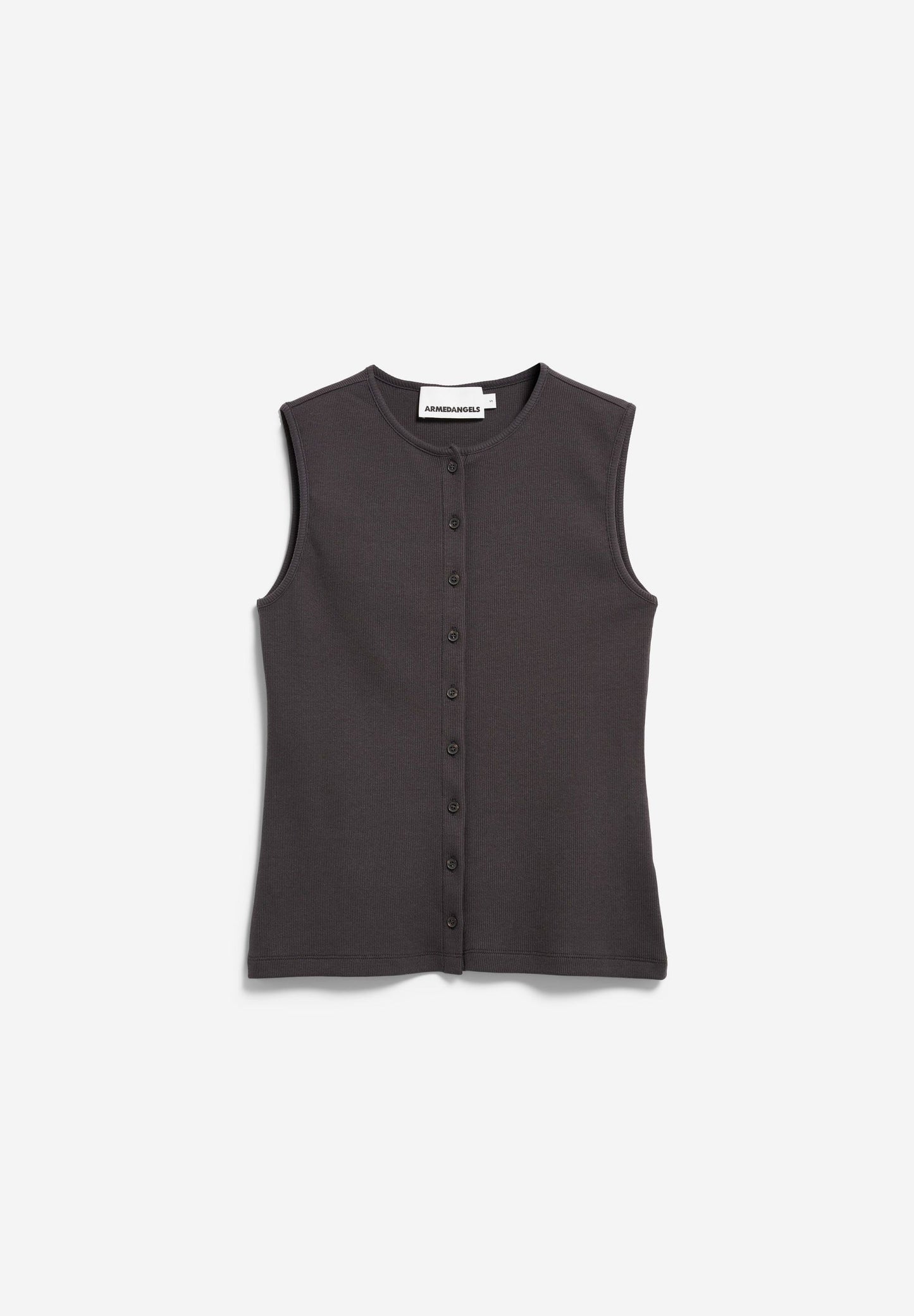 Armedangels - Rib Button Top | Dark Steel