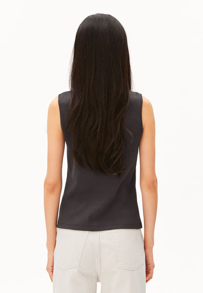 Armedangels - Rib Button Top | Dark Steel