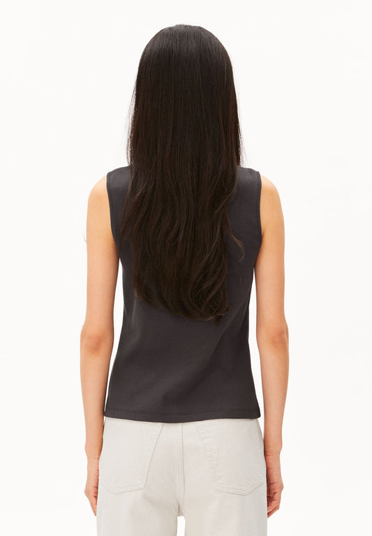 Armedangels - Rib Button Top | Dark Steel