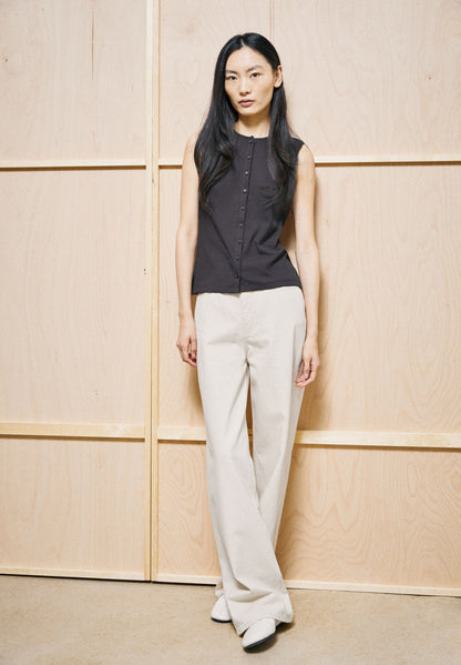 Armedangels - Rib Button Top | Dark Steel