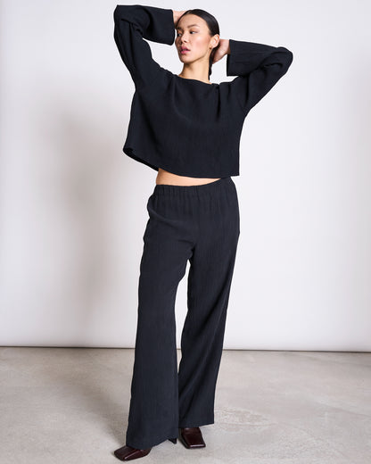 JAN'N JUNE - HAVA Crinkle Pants Black