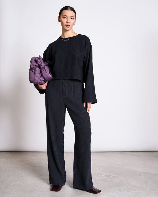 JAN'N JUNE - HAVA Crinkle Pants Black
