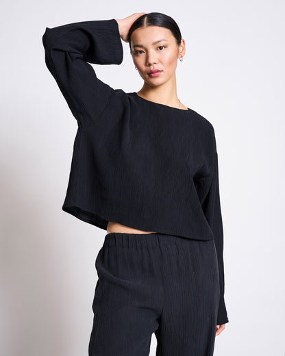 JAN'N JUNE - HAVA Crinkle Pants Black