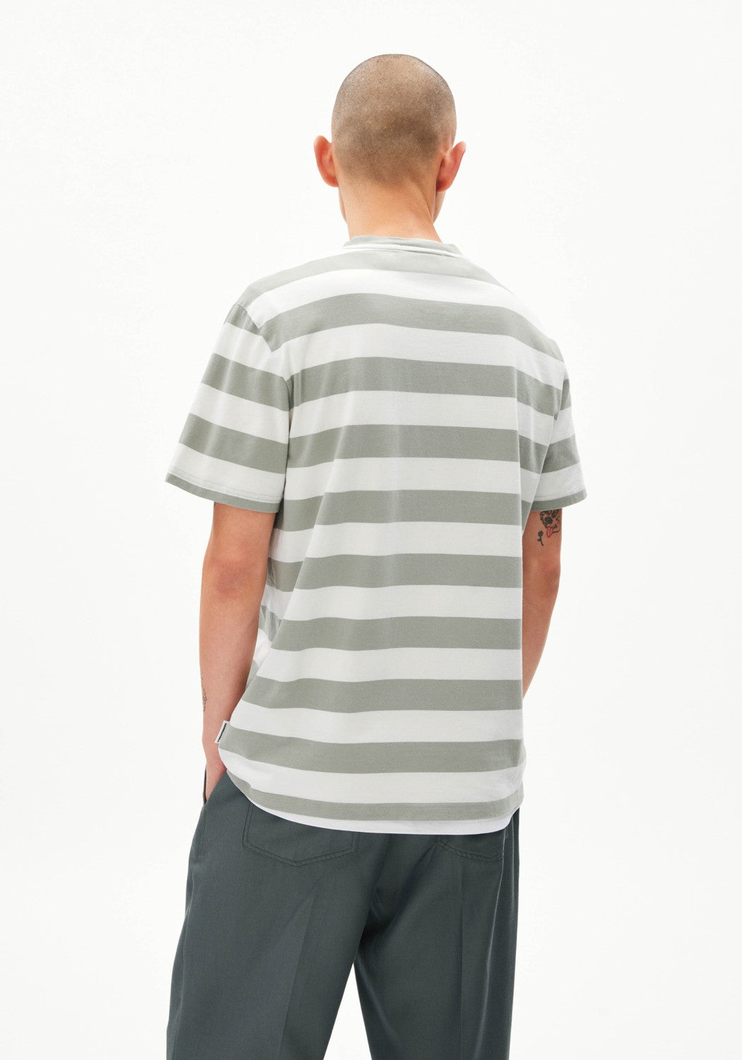 Armedangels - Bahaar Stripes T-Shirt Grey Green