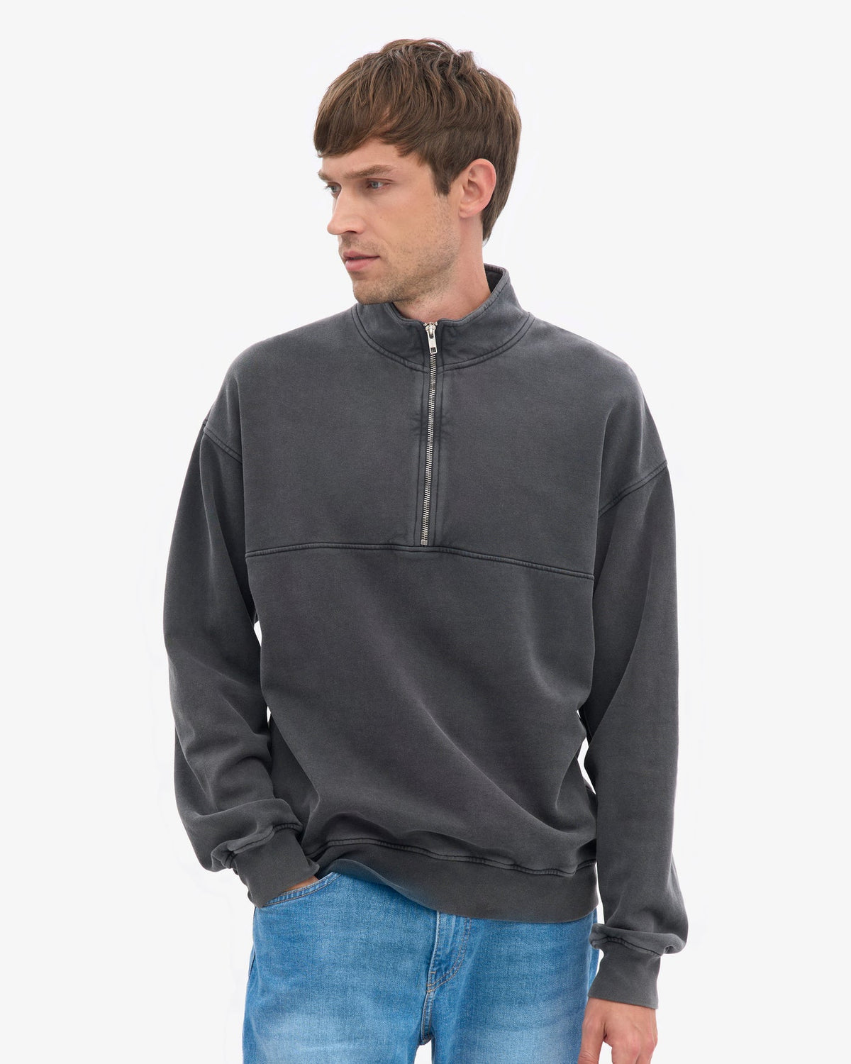 Colorful Standard - Organic Quarter Zip | Faded Black