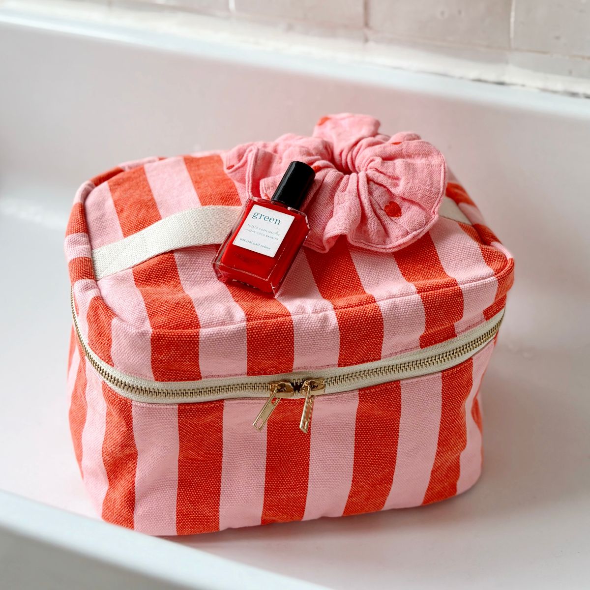 Rose in April - OONA Kosmetik-Necessaire | Stripes Tomato/Candy