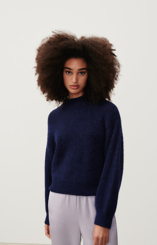 American Vintage - East Pullover Stehkragen Navy Chine