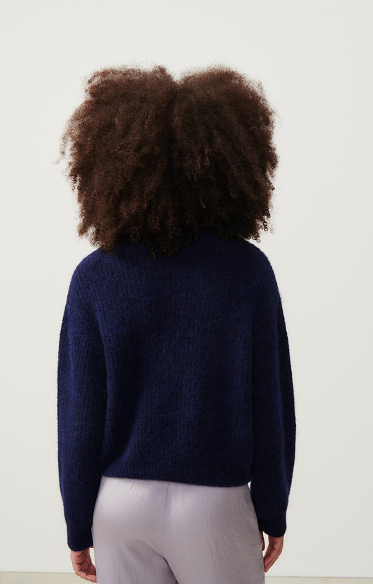 American Vintage - East Pullover Stehkragen Navy Chine