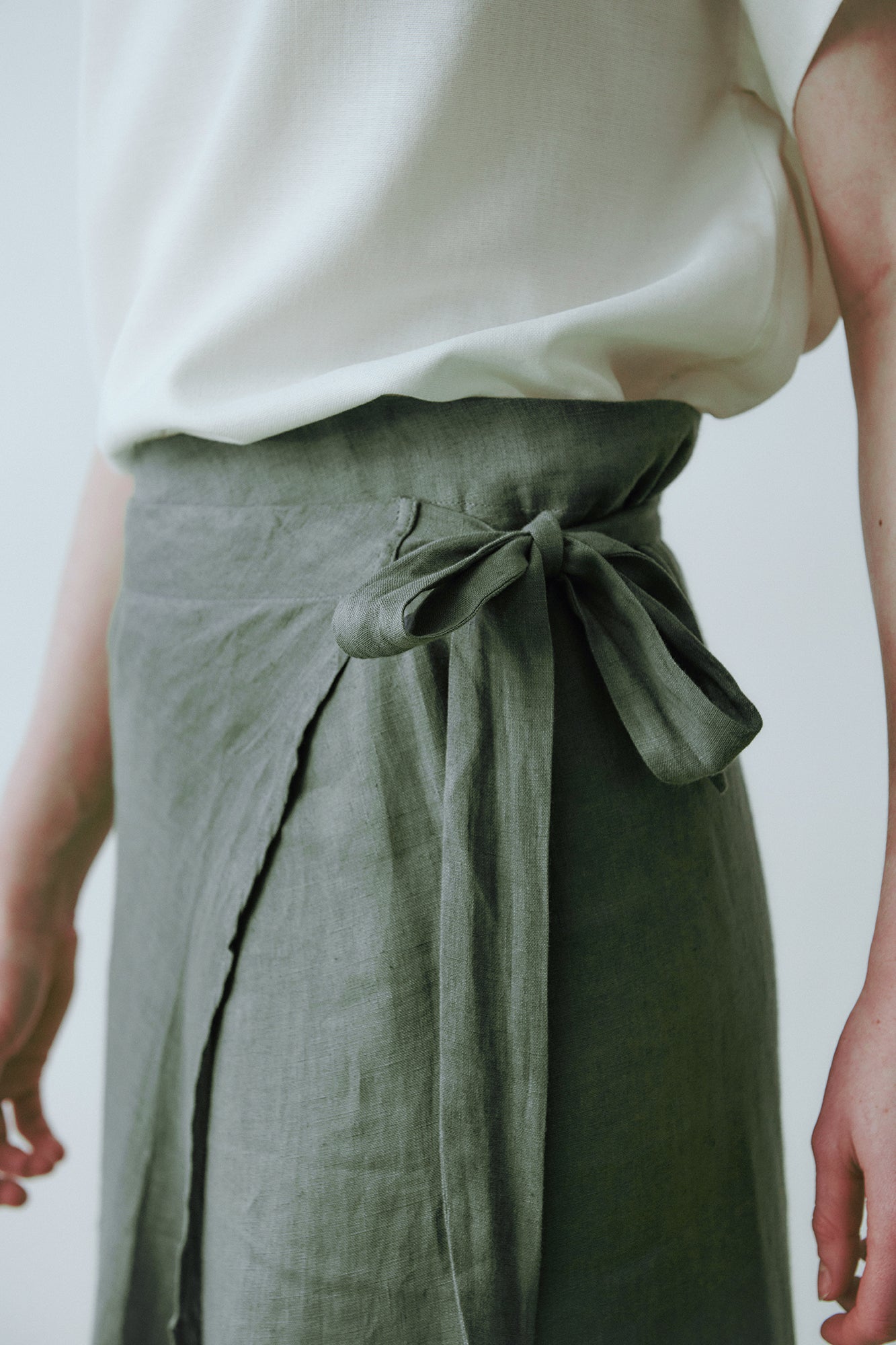 Jungle Folk - Rio Linen Wrap Skirt | Almond Green