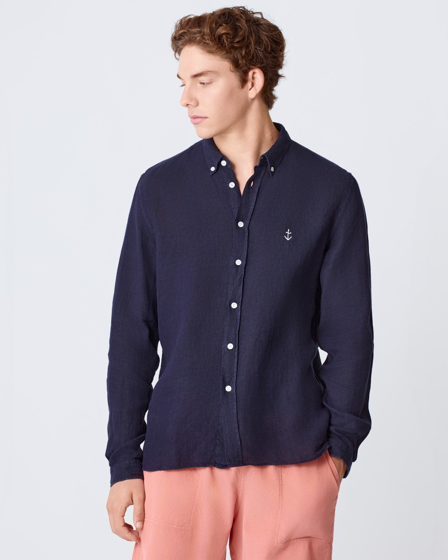La Paz - Teles Button Down Linen Shirt | Dark Navy