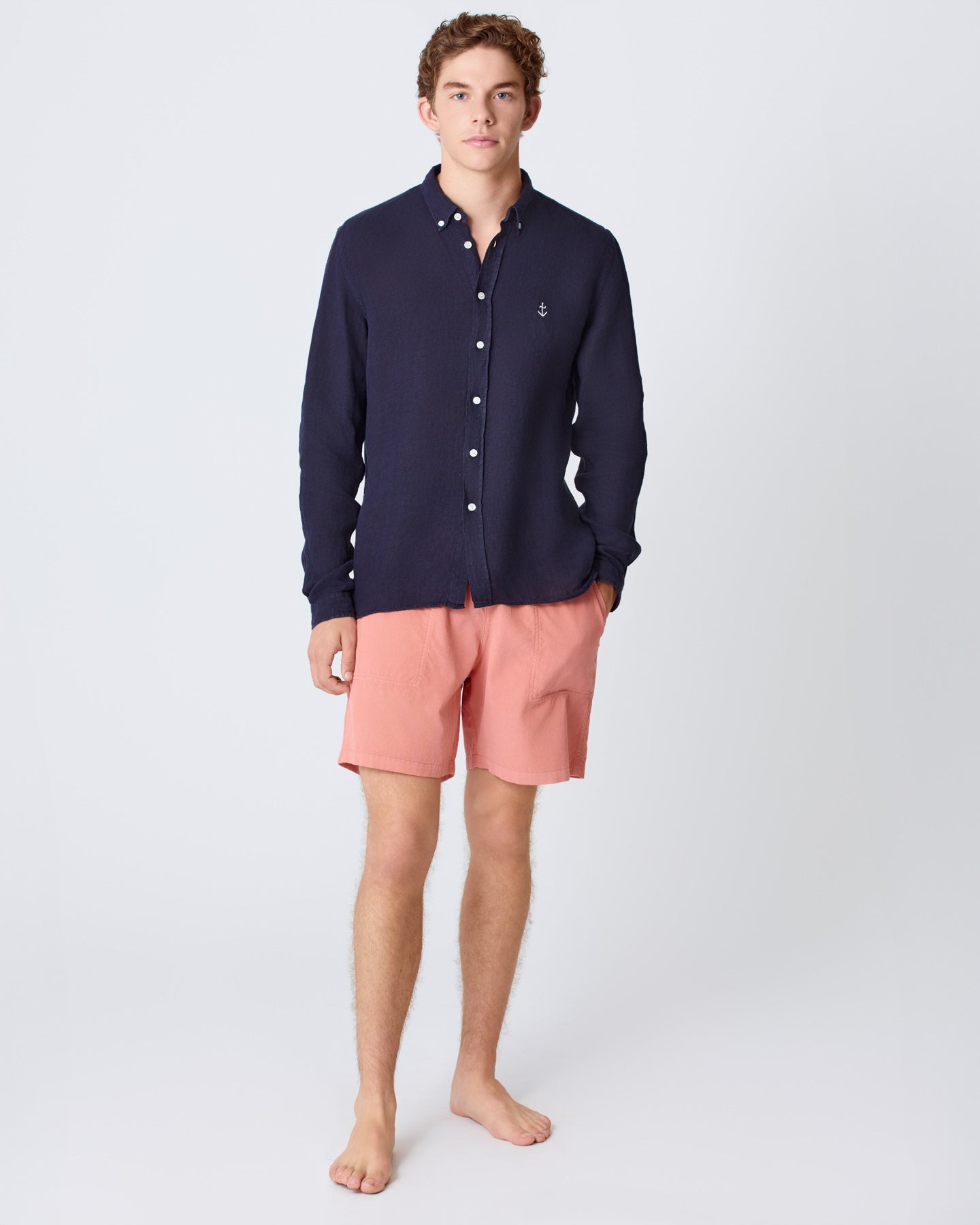 La Paz - Teles Button Down Linen Shirt | Dark Navy