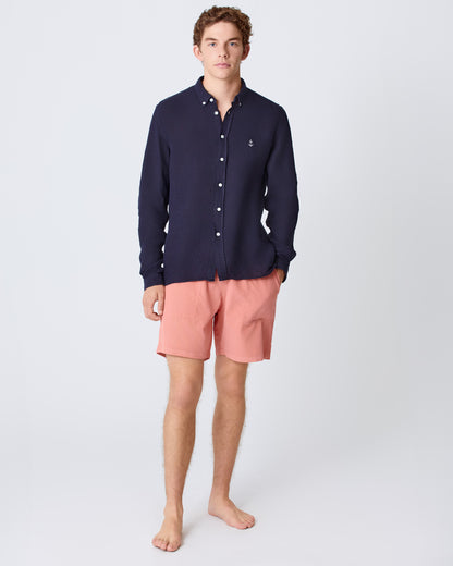 La Paz - Teles Button Down Linen Shirt | Dark Navy