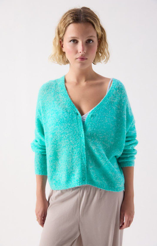 American Vintage - Nuggy Cardigan | Turquoise Fluo Chine