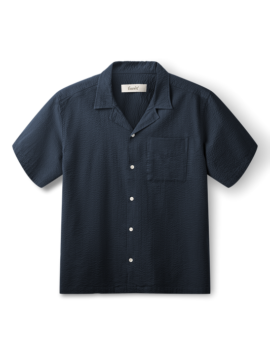 forét - Peer Seersucker Regular Fit Shirt | Navy