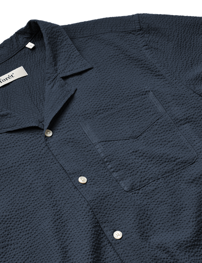 forét - Peer Seersucker Regular Fit Shirt | Navy