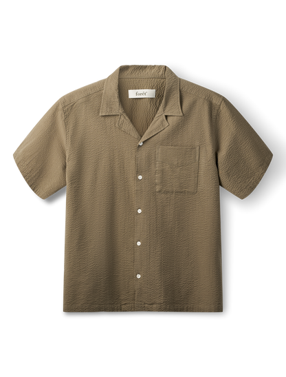 forét - Peer Seersucker Regular Fit Shirt | Stone