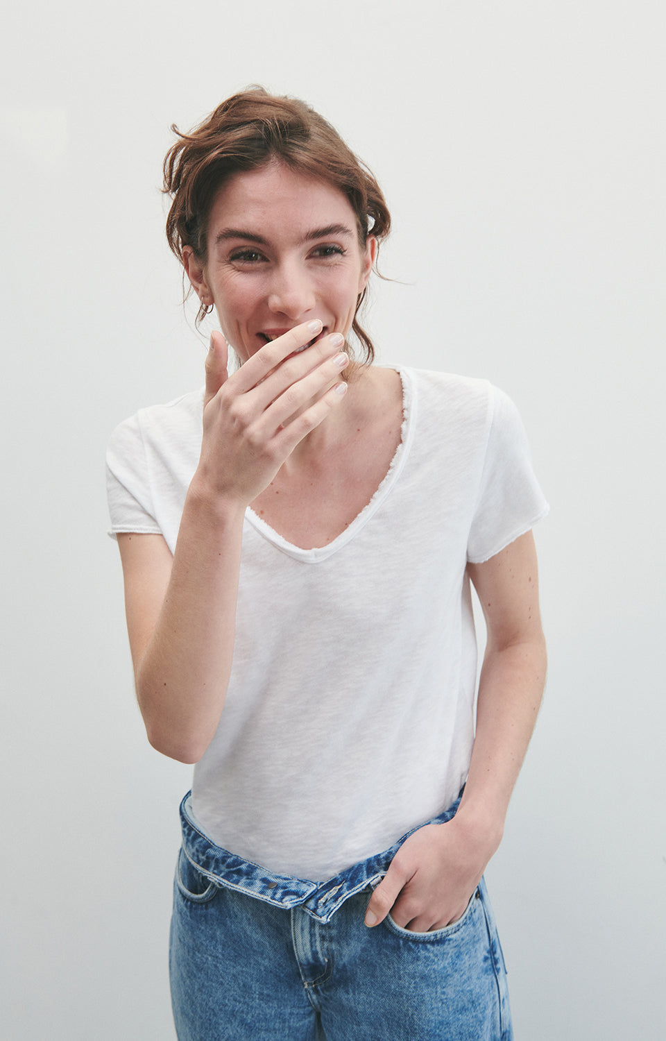 American Vintage - Sonoma T-Shirt V-Neck Blanc