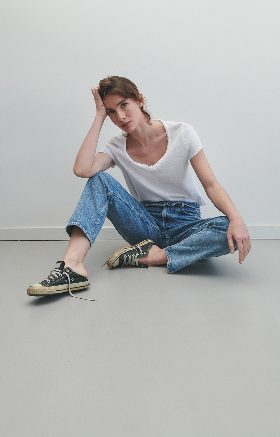 American Vintage - Sonoma T-Shirt V-Neck Blanc