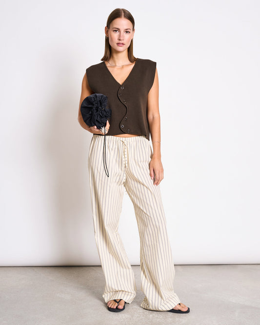 JAN'N JUNE - CORYL Wavy Knit Vest Mud