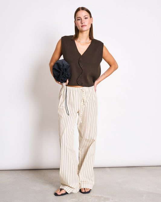 JAN'N JUNE - CORYL Wavy Knit Vest Mud