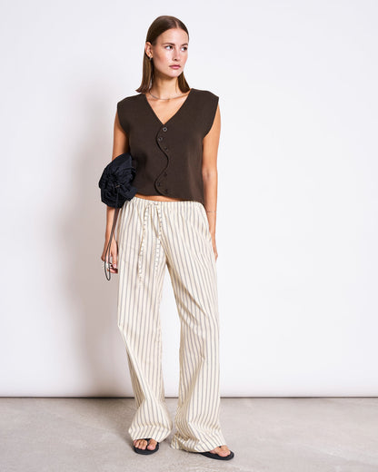 JAN'N JUNE - CORYL Wavy Knit Vest Mud