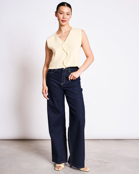 JAN'N JUNE - CORYL Wavy Knit Vest Buttermilk