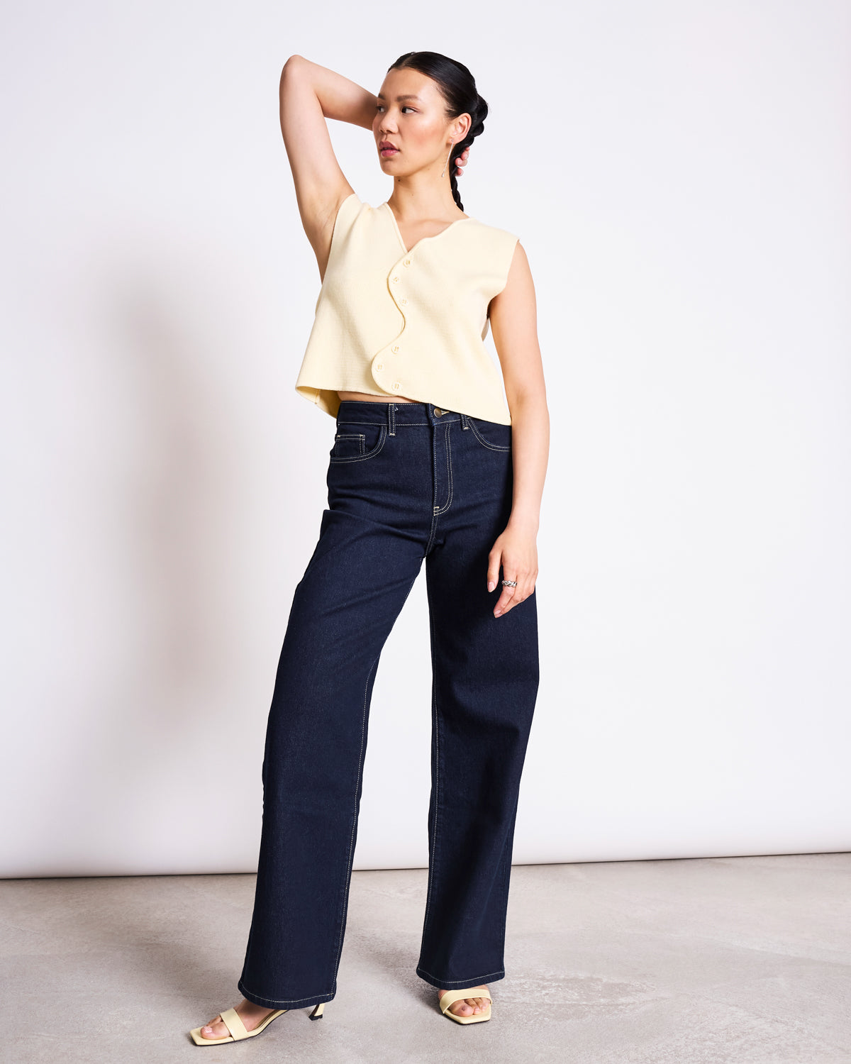 JAN'N JUNE - CORYL Wavy Knit Vest Buttermilk