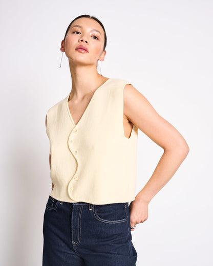 JAN'N JUNE - CORYL Wavy Knit Vest Buttermilk