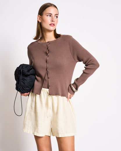 JAN'N JUNE- GLIMT Crewneck Cardigan | Clay