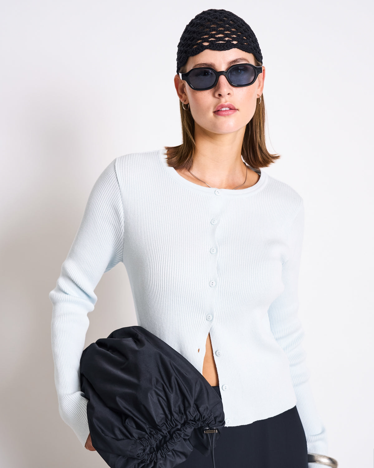 JAN'N JUNE- GLIMT Crewneck Cardigan | Ice Blue