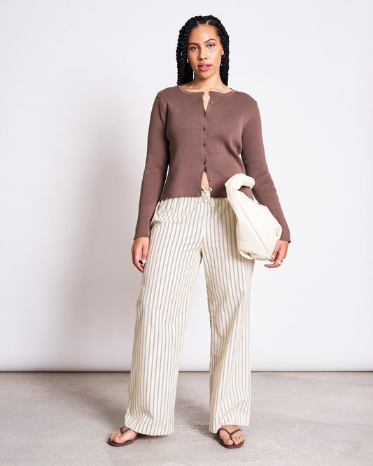 JAN'N JUNE- GLIMT Crewneck Cardigan | Clay