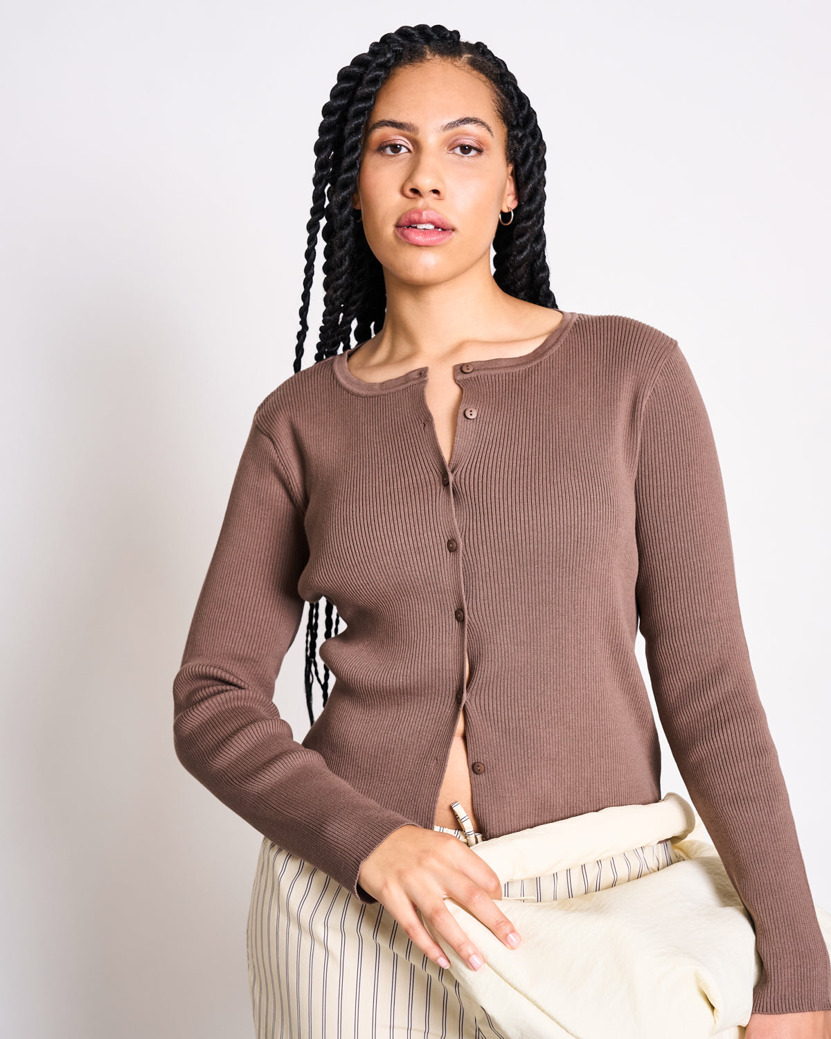JAN'N JUNE- GLIMT Crewneck Cardigan | Clay